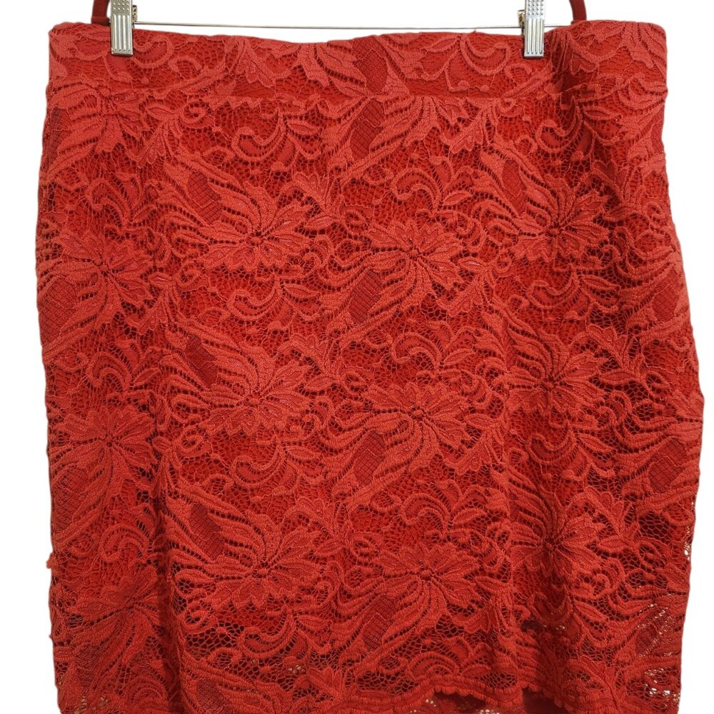 Torrid Coral Lace Pencil Knee Length Skirt Size 3 (3X) - Picture 5 of 7